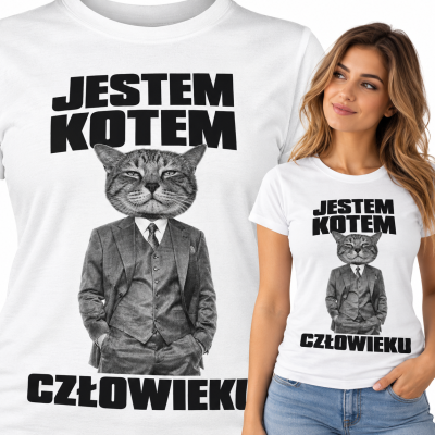 KOSZULKA ŚMIESZNA DAMSKA JESTEM KOTEM